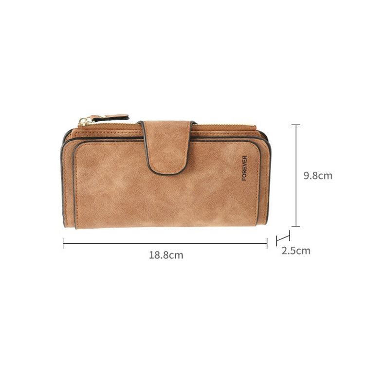 B821 Ladies Frosted Coin Purse PU Leather Clutch Multi-Purpose Long Wallet Large Capacity Card Case(Brown) - Wallets by buy2fix | Online Shopping UK | buy2fix
