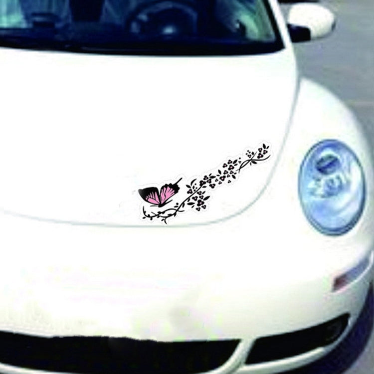 2 Pairs R729 Butterfly Flower Car Sticker Butterfly Love Flower Personality Engine Cover Body Decorative Sticker(Red) by buy2fix