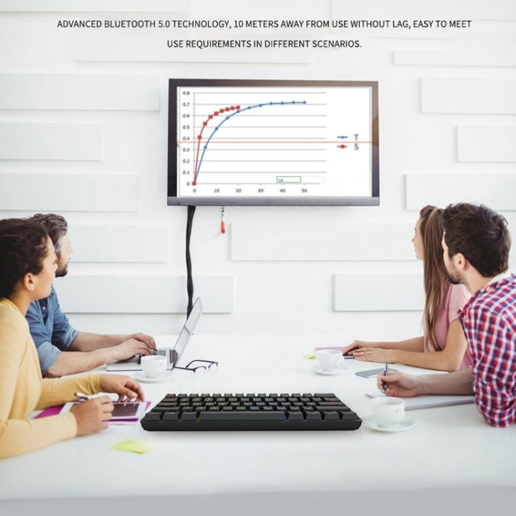 LEAVEN K28 61 Keys Gaming Office Computer RGB Wireless Bluetooth + Wired Dual Mode Mechanical Keyboard, Cabel Length:1.5m, Colour: Red Axis (Pink) by LEAVEN