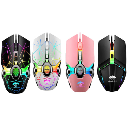LEAVEN 7 Keys 4000DPI USB Wired Computer Office Luminous RGB Mechanical Gaming Mouse, Cabel Length:1.5m, Colour: S30 Black by LEAVEN