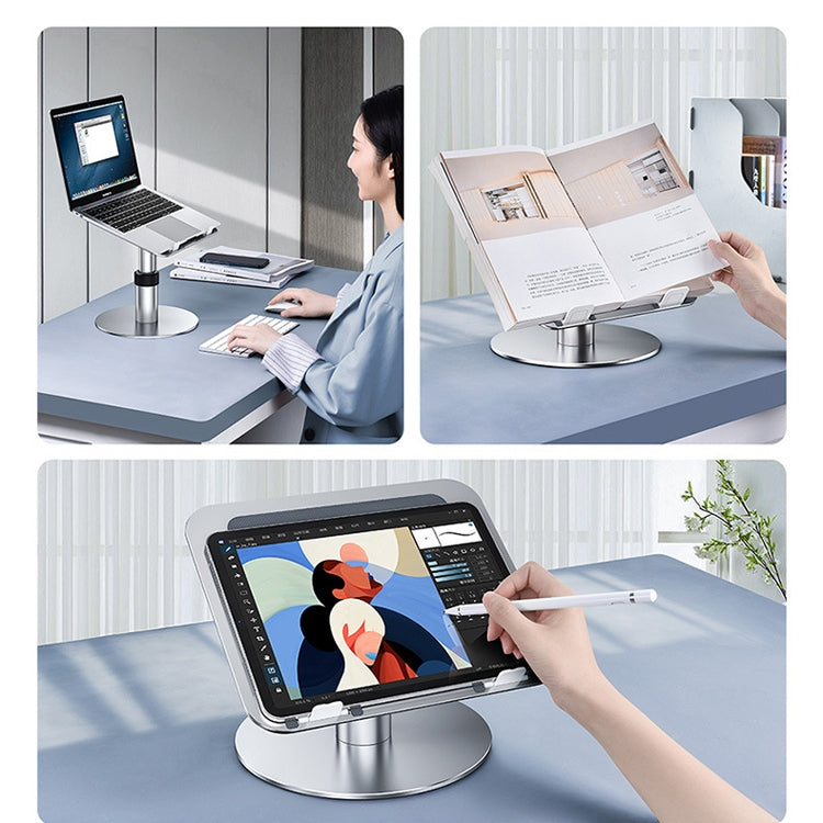 Oatsbasf 03597 Aluminum Alloy Notebook Heightening Bracket Notebook Computer Lifting Heat Dissipation Bracket Mobile Folding Table,Style: Deluxe Edition-Silver by Oatsbasf