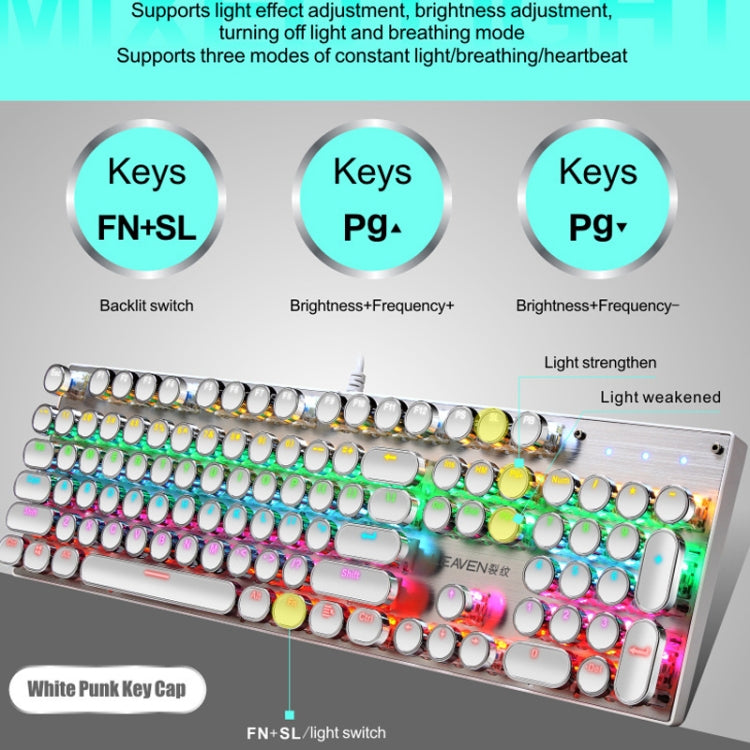 104 Keys Green Shaft RGB Luminous Keyboard Computer Game USB Wired Metal Mechanical Keyboard, Cabel Length:1.5m, Style: Double Imposition Version (Pink White) by buy2fix
