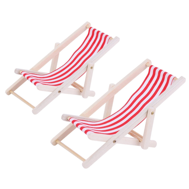 2 PCS 1:12 Beach Lounge Chair Simulation Model Outdoor Beach Scene Shooting Props Can Be Folded(Red) - Other Props by buy2fix | Online Shopping UK | buy2fix