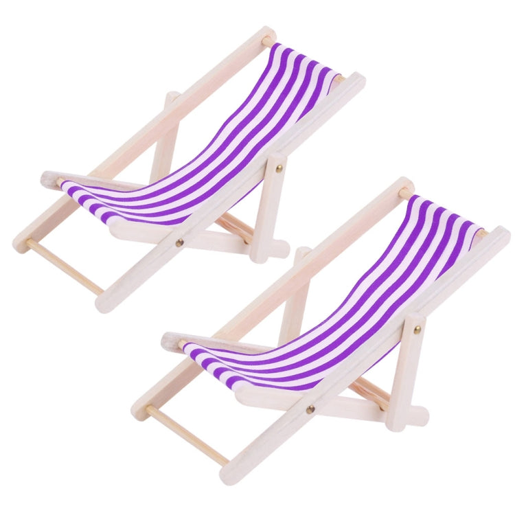2 PCS 1:12 Beach Lounge Chair Simulation Model Outdoor Beach Scene Shooting Props Can Be Folded(Purple) - Other Props by buy2fix | Online Shopping UK | buy2fix