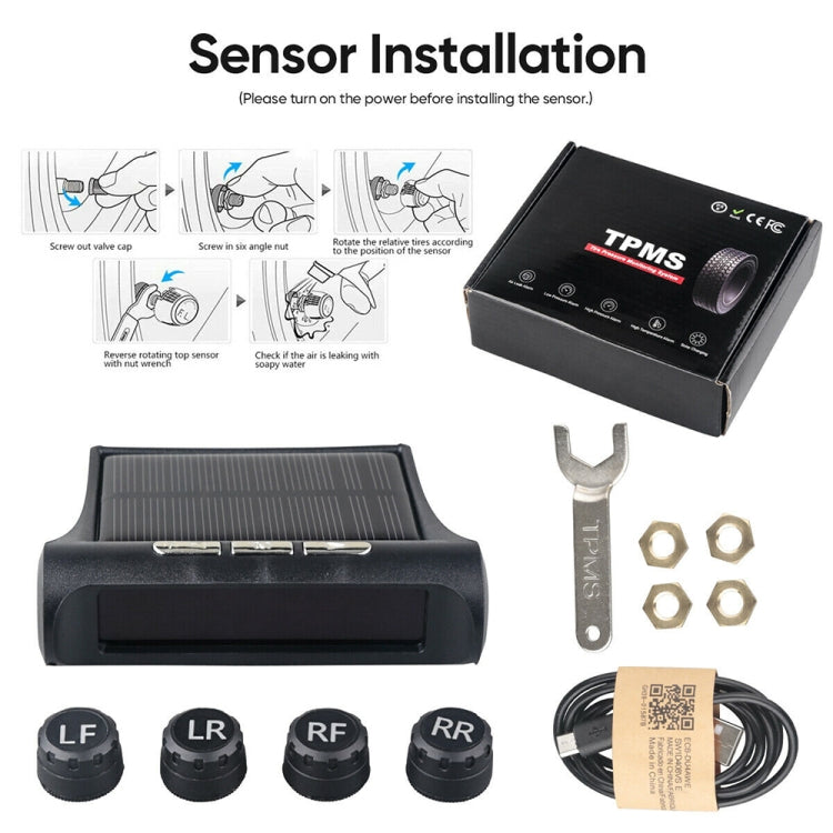 T1 Vehicle-mounted Solar Wireless Tire Pressure Monitoring System General-purpose Vehicle Tire Pressure Thermometer(Black) - Tire Pressure Gauges by buy2fix | Online Shopping UK | buy2fix