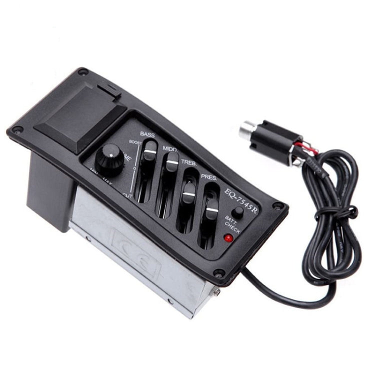 EQ-7545R Guitar Four-Band Equalizer EQ Wooden Guitar Modified Pickup Instrument Accessories(Black) - Guitar Tuner Accessories by buy2fix | Online Shopping UK | buy2fix