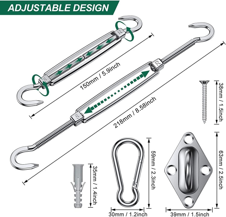 24 in 1 304 Stainless Steel Fixed Shade Sail Accessories Diamond Buckle Flower Basket Spring Buckle, Spec: M6 Set - Tents & Accessories by buy2fix | Online Shopping UK | buy2fix