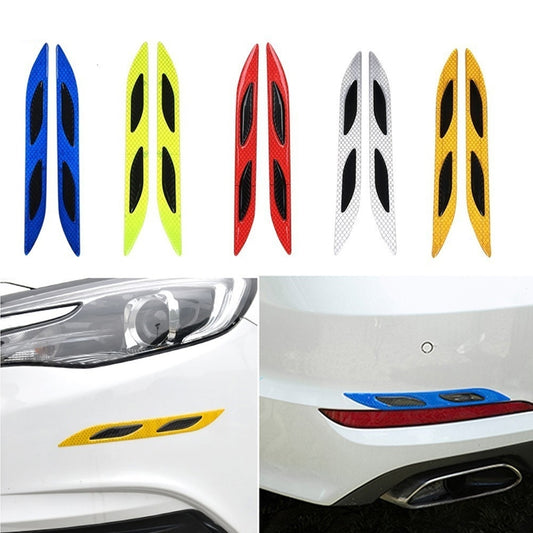 2 Sets Carbon Fiber Warning Sticker Car Anti-Collision Strip Leaf Plate Reflective Sticker Hood Light Eyebrow Anti-Collision Drops Sticker(4 PCS (Bumper Yellow)) by buy2fix