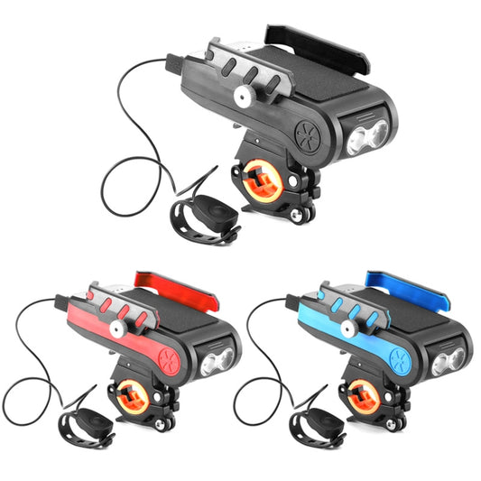 BG-2021 Bicycle Front Light 4 In 1 Mobile Phone Holder Horn Light Mountain Bike Front Light, Colour: 2400 MAH Blue by buy2fix