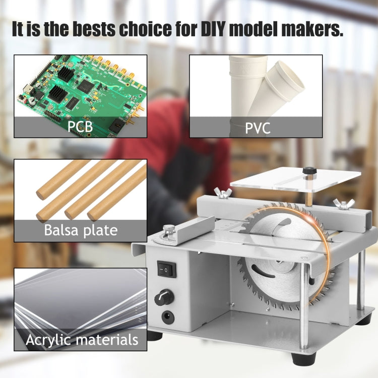 150W Miniature Precision Table Saw Mini Chainsaw Portable Woodworking Sliding Table Saw Multifunctional Cutting Machine, EU Plug by buy2fix