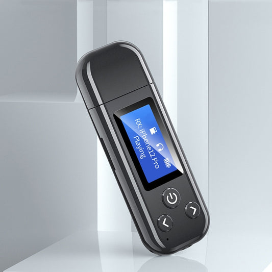 K15Pro With LCD Screen Bluetooth Adapter Audio Receiver Transmitter 3.5mm AUX Car Hands-Free - Bluetooth Adapters by buy2fix | Online Shopping UK | buy2fix