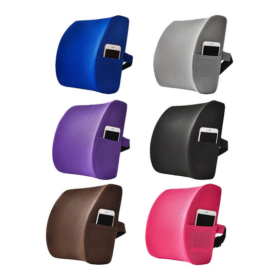 Office Waist Cushion Car Pillow With Pillow Core, Style: Memory Foam(Mesh Rose Red) by buy2fix