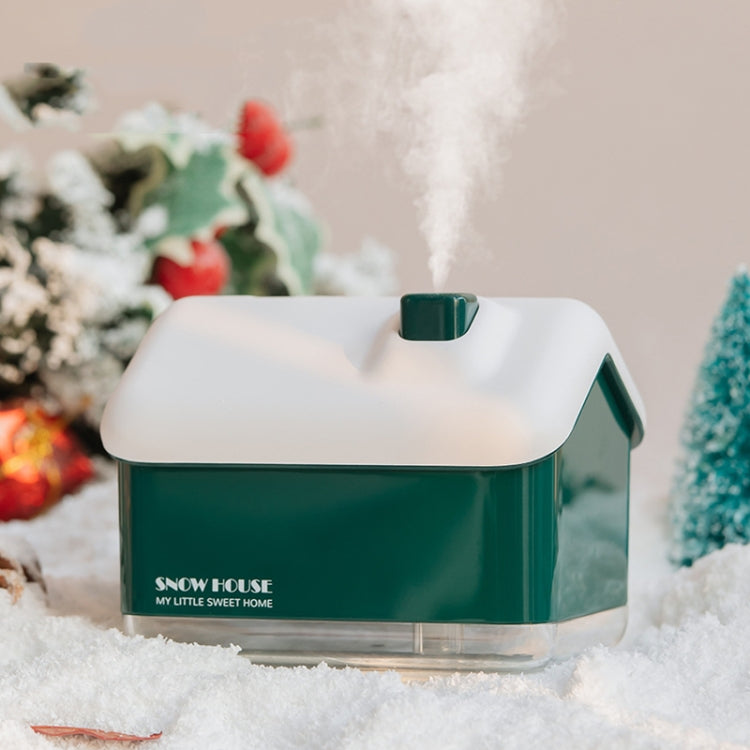 QB2020-008-G1 Mini Snow House Air Humidifier USB Bedroom Christmas Humidifier(Green) - Air Purifiers & Accessories by buy2fix | Online Shopping UK | buy2fix