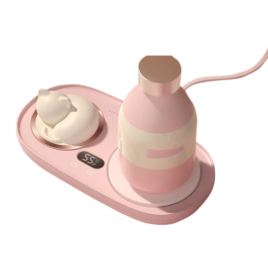 Household Smart Thermal InsulationTemperature Coaster Desktop Bedroom Office Heating Warming Coaster, US Plug(Pink) by buy2fix