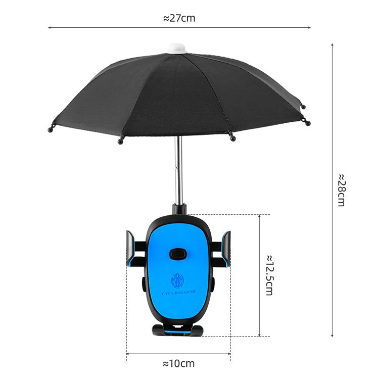 CYCLINGBOX BG-2935 Bicycle Mobile Phone Bracket With Umbrella Waterproof Navigation Electric Car Mobile Phone Frame, Style: Handlebar Installation (Black) - Holders by CYCLINGBOX | Online Shopping UK | buy2fix
