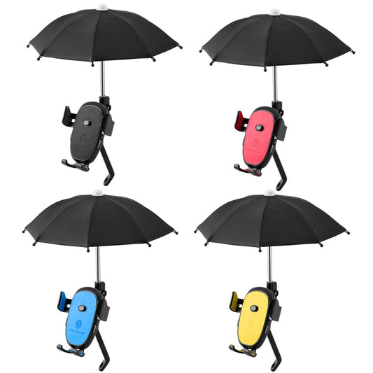 CYCLINGBOX BG-2935 Bicycle Mobile Phone Bracket With Umbrella Waterproof Navigation Electric Car Mobile Phone Frame, Style: Rearview Mirror Installation (Black) by CYCLINGBOX