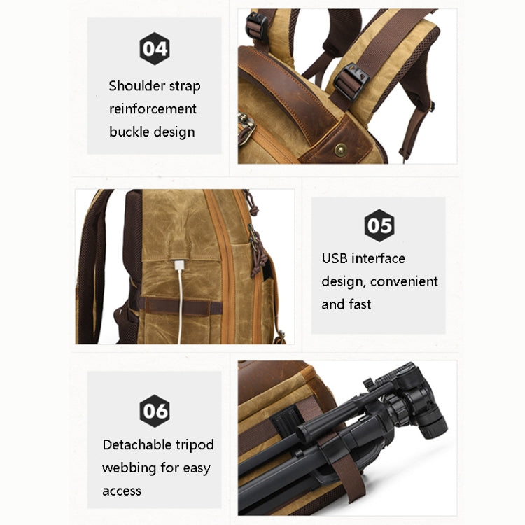 K813 Retro SLR Camera Bag Canvas Shoulder Computer Camera Bag(Khaki) by buy2fix