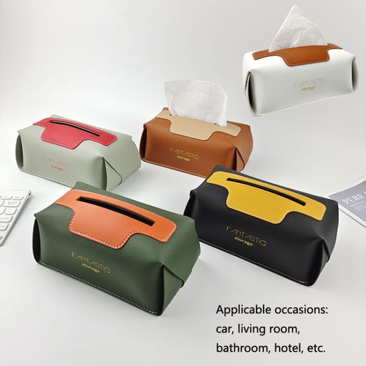 SJM0041 Car PU Paper Tissue Box Hotel Napkin Paper Box Toilet Paper Box(Ocherored) - Tissue Boxes by buy2fix | Online Shopping UK | buy2fix