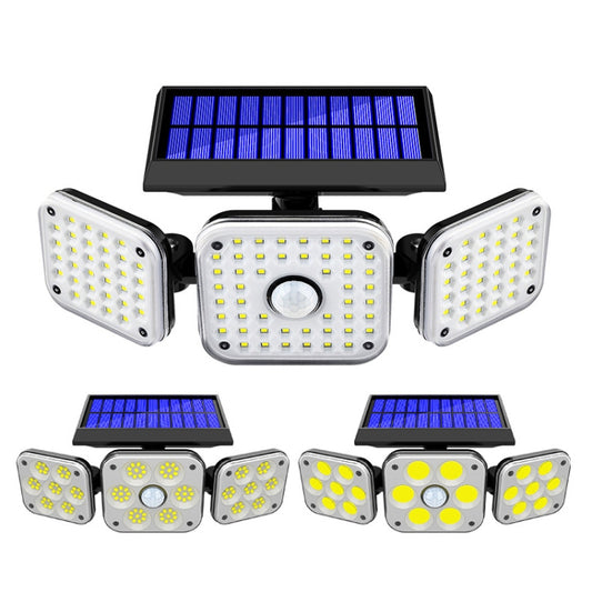 132 COB Solar 3-Head Rotatable Wall Lights Human Sense Outdoor Waterproof Garden Street Light by buy2fix