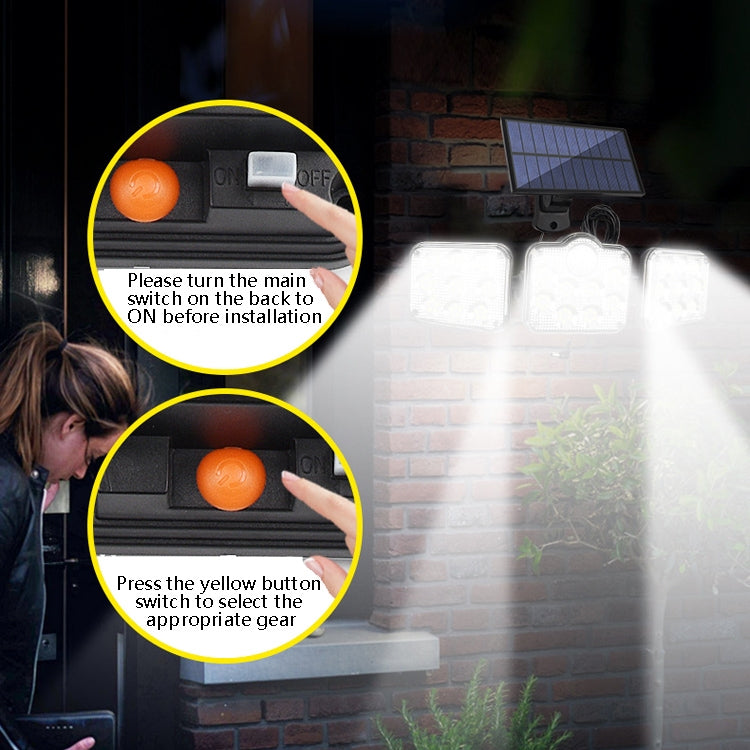 TG-TY075 Solar 3-Head Rotatable Wall Light Body Sensation Outdoor Waterproof Garden Light, Style: 138 LED Splitable by buy2fix