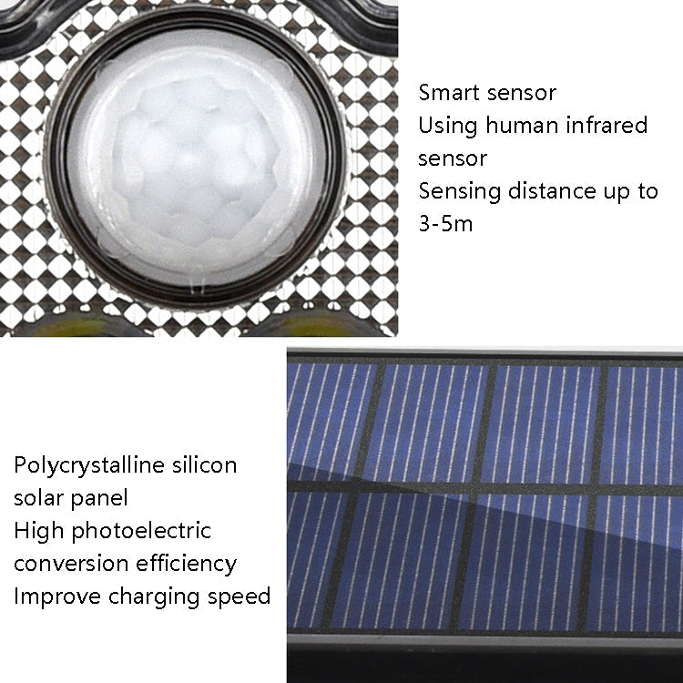 TG-TY075 Solar 3-Head Rotatable Wall Light Body Sensation Outdoor Waterproof Garden Light, Style: 122 LED Splitable - Solar Lights by buy2fix | Online Shopping UK | buy2fix