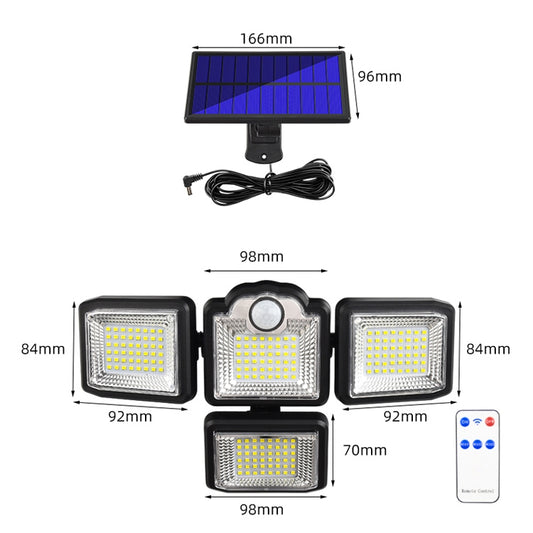 TG-TY085 Solar 4-Head Rotatable Wall Light with Remote Control Body Sensing Outdoor Waterproof Garden Lamp, Style: 192 LED Separated by buy2fix