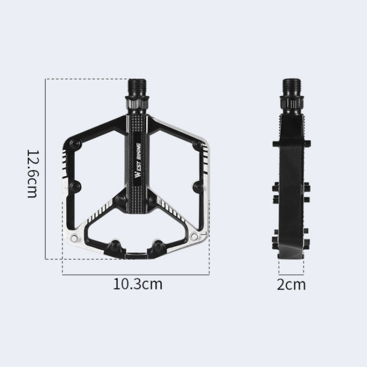 WEST BIKING Bicycle Aluminum Alloy Chromium Molybdenum Steel Axle Pedal(Black) - Pedals by WEST BIKING | Online Shopping UK | buy2fix