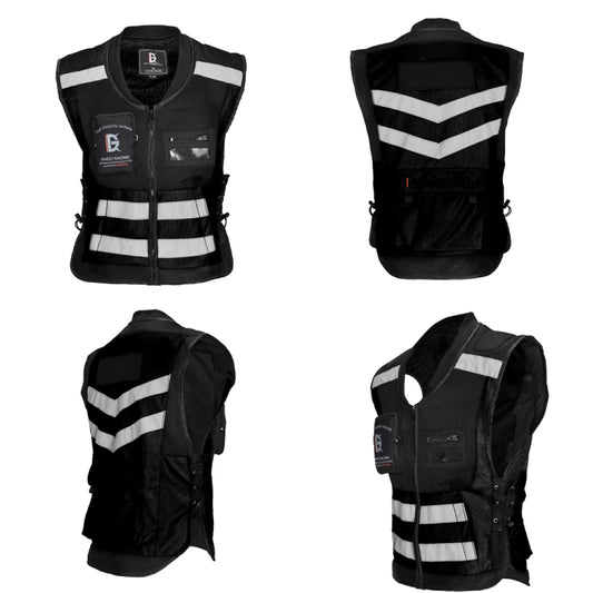 GHOST RACING GR-Y06 Motorcycle Riding Vest Safety Reflective Vest, Size: L(Black) by GHOST RACING