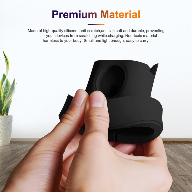 2 In 1 Smart Watch Charging Bracket Desktop Silicone Watch Charging Stand For Apple Watch(Black) - Charger / Holder by buy2fix | Online Shopping UK | buy2fix