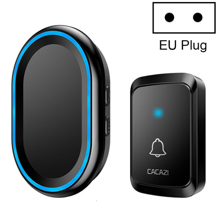 CACAZI A80 1 For 1 Wireless Music Doorbell without Battery, Plug:EU Plug(Black) - Wireless Doorbell by CACAZI | Online Shopping UK | buy2fix
