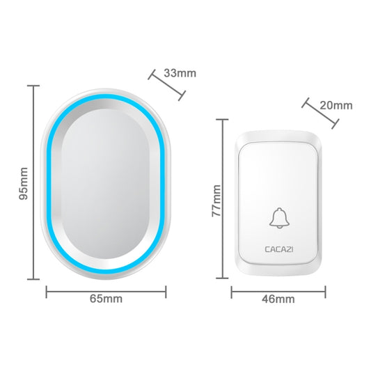 CACAZI A80 1 For 1 Wireless Music Doorbell without Battery, Plug:EU Plug(White) by CACAZI