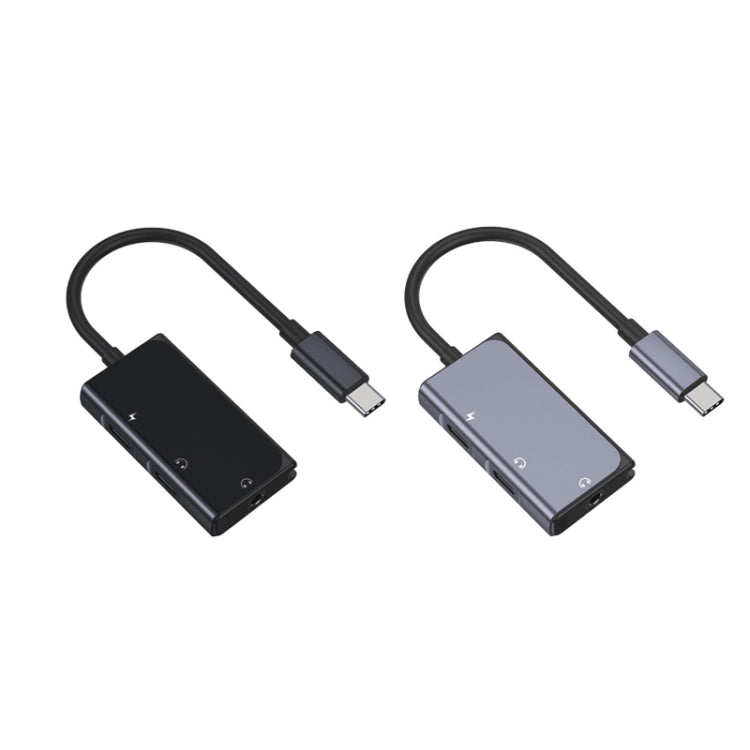 3 in 1 USB-C / Type-C Male to 3.5mm + PD 60W Female Charging & Digital Audio Adapter(Black) - Audio Adapter by buy2fix | Online Shopping UK | buy2fix
