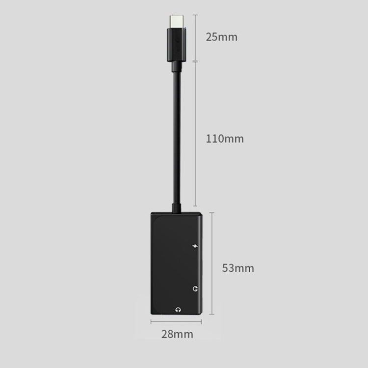 3 in 1 USB-C / Type-C Male to 3.5mm + PD 60W Female Charging & Digital Audio Adapter(Black) - Audio Adapter by buy2fix | Online Shopping UK | buy2fix