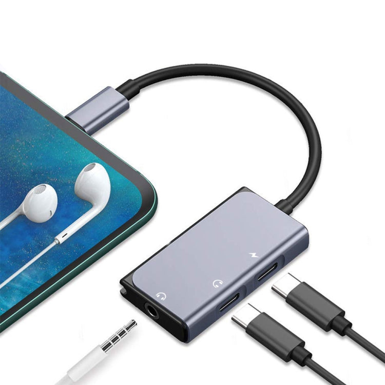 3 in 1 USB-C / Type-C Male to 3.5mm + PD 60W Female Charging & Digital Audio Adapter(Black) - Audio Adapter by buy2fix | Online Shopping UK | buy2fix