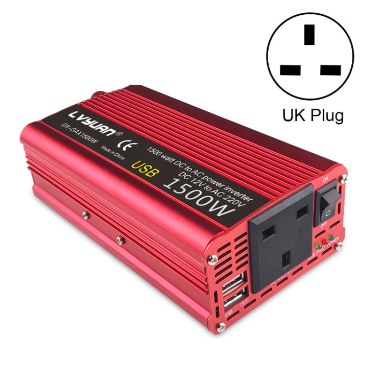 LVYUAN Car Inverter Dual USB Power Converter, Specification: 12V to 220V 1500W UK Plug - Modified Square Wave by buy2fix | Online Shopping UK | buy2fix