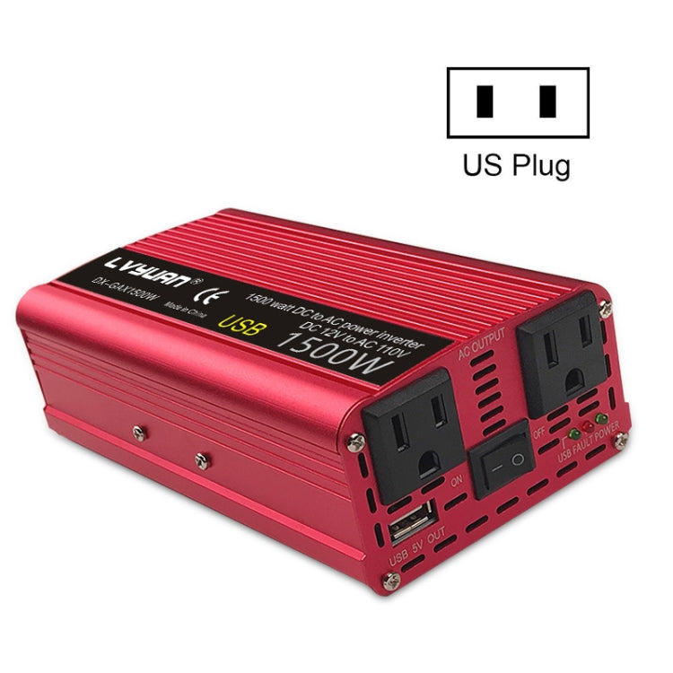 LVYUAN Car Inverter Dual USB Power Converter, Specification: 12V to 110V 1500W US Plug - Modified Square Wave by buy2fix | Online Shopping UK | buy2fix