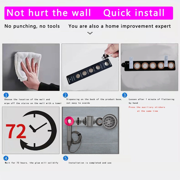 JD01 Punch-Free Hange Acrylic Hair Dryer Storage Bracket For Dyson Hair Dryer(Transparent) - Hair Dryers & Accessories by buy2fix | Online Shopping UK | buy2fix
