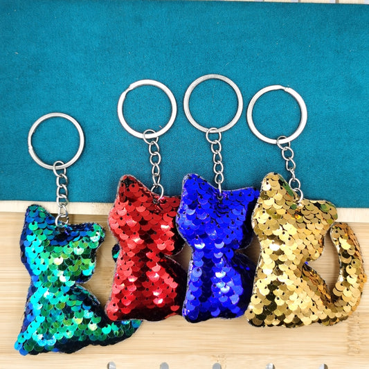 10 PCS PET Sequins Reflective Cat Keychain Bag Car Pendant, Colour: Rose Red 11 by buy2fix
