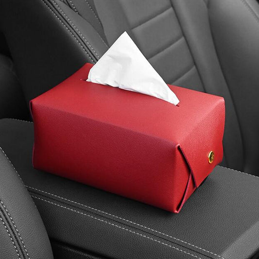 2 PCS Car Leather Tissue Box Home Paper Towel Storage Box(Red Wine) by buy2fix