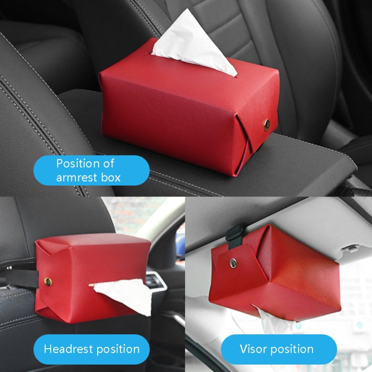 2 PCS Car Leather Tissue Box Home Paper Towel Storage Box(Black) by buy2fix