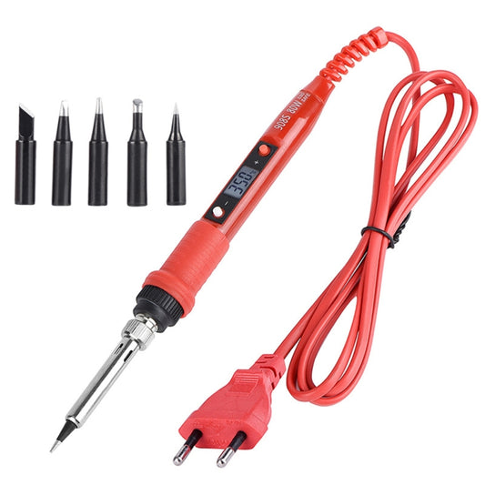 Metallic LCD Temperature Regulating Soldering Iron And Soldering Iron Tip Set Electric Soldering Iron Welding Tool( 110V US Plug Black Head Red) by buy2fix