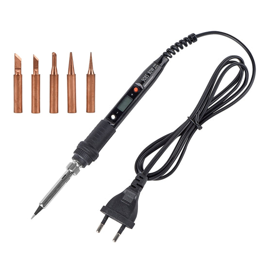 Metallic LCD Temperature Regulating Soldering Iron And Soldering Iron Tip Set Electric Soldering Iron Welding Tool(110V US Plug Bronze Head Black) by buy2fix
