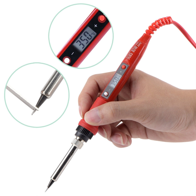 Metallic LCD Temperature Regulating Soldering Iron And Soldering Iron Tip Set Electric Soldering Iron Welding Tool(220V EU Plug Black Head Red) by buy2fix