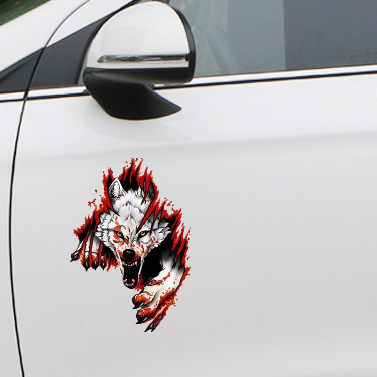 3D Realistic Wolf Head Hood Door Car Body Decoration Stickers Scratches Cover Waterproof Car Stickers(Wolf Head Left) - 3D Creative Stickers by buy2fix | Online Shopping UK | buy2fix