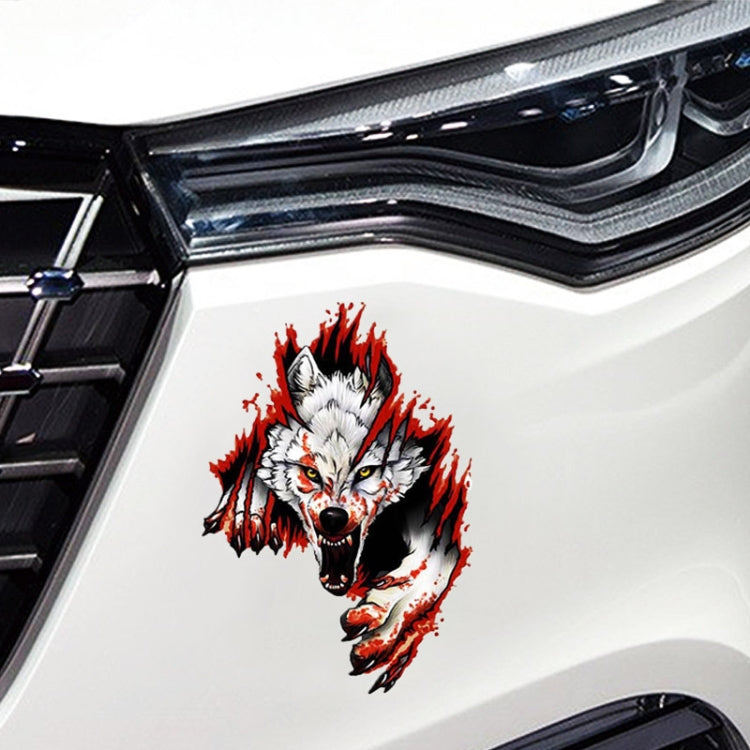 3D Realistic Wolf Head Hood Door Car Body Decoration Stickers Scratches Cover Waterproof Car Stickers(Wolf Head Left) - 3D Creative Stickers by buy2fix | Online Shopping UK | buy2fix