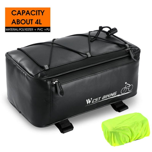 WEST BIKING Electric Bike Back Seat Driving Bag Mountain Bike Riding Waterproof Storage Bag(Black) by WEST BIKING