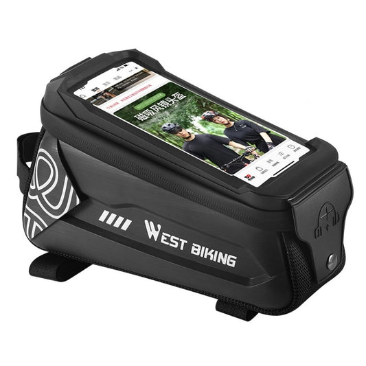 WEST BIKING 2.5L Bicycle Front Beam Mobile Phone Touch Screen Hard Shell Bag(Black) by WEST BIKING