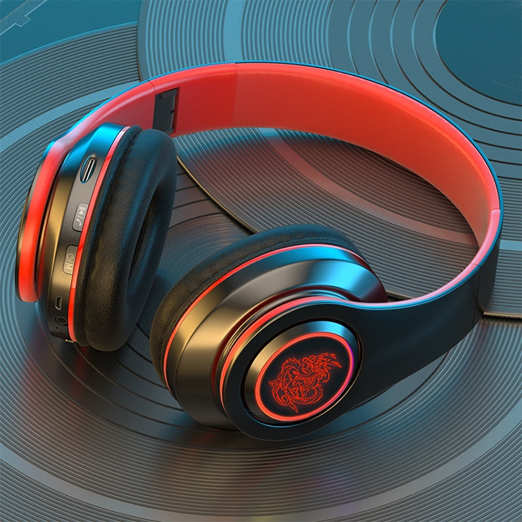 B39 Wireless Bluetooth Headset Subwoofer With Breathing Light Support TF Card(Black Red) - Headset & Headphone by buy2fix | Online Shopping UK | buy2fix