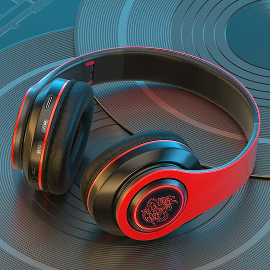 B39 Wireless Bluetooth Headset Subwoofer With Breathing Light Support TF Card(Red Black) by buy2fix