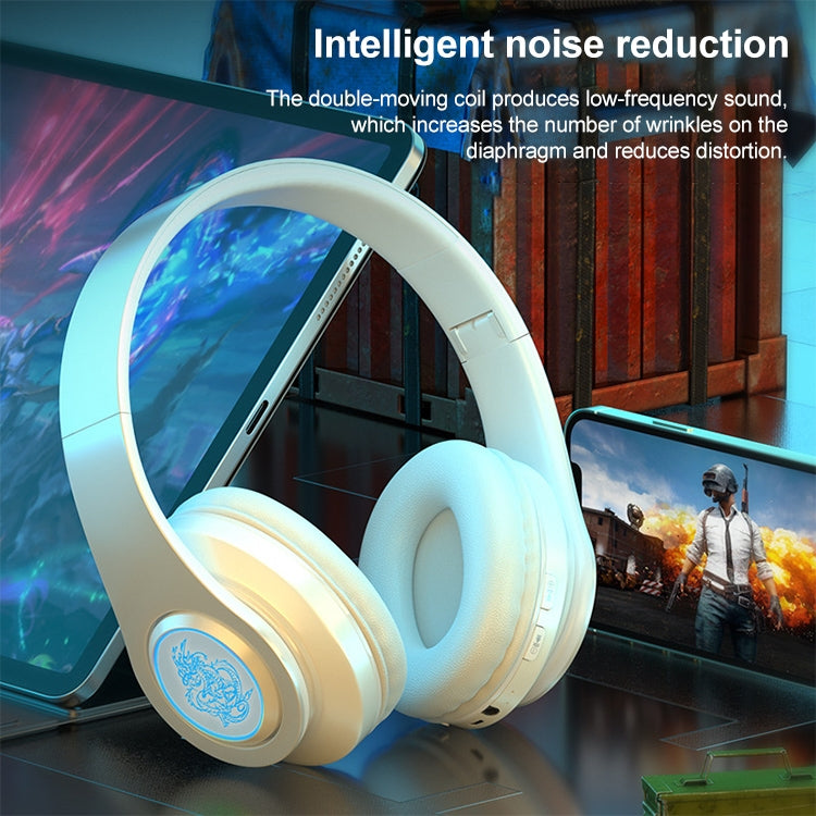 B39 Wireless Bluetooth Headset Subwoofer With Breathing Light Support TF Card(White) - Headset & Headphone by buy2fix | Online Shopping UK | buy2fix